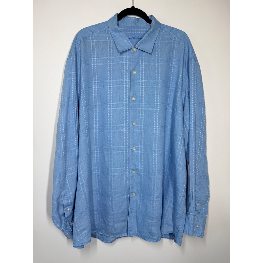 Tommy Bahama 100% Linen Long Sleeve Button Down Shirt Light Blue Size XXL - Picture 2 of 12